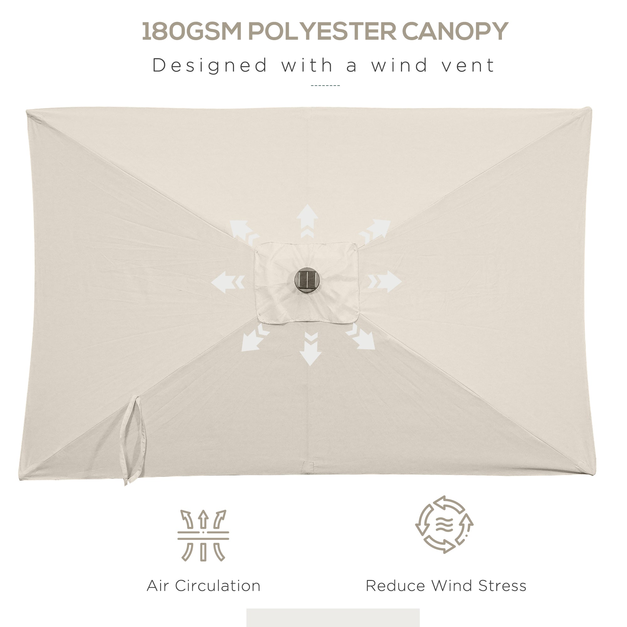 Outsunny 6'x10' Solar LED Patio Umbrella: Rectangular Outdoor Table Umbrella with Tilt Crank, Beige 