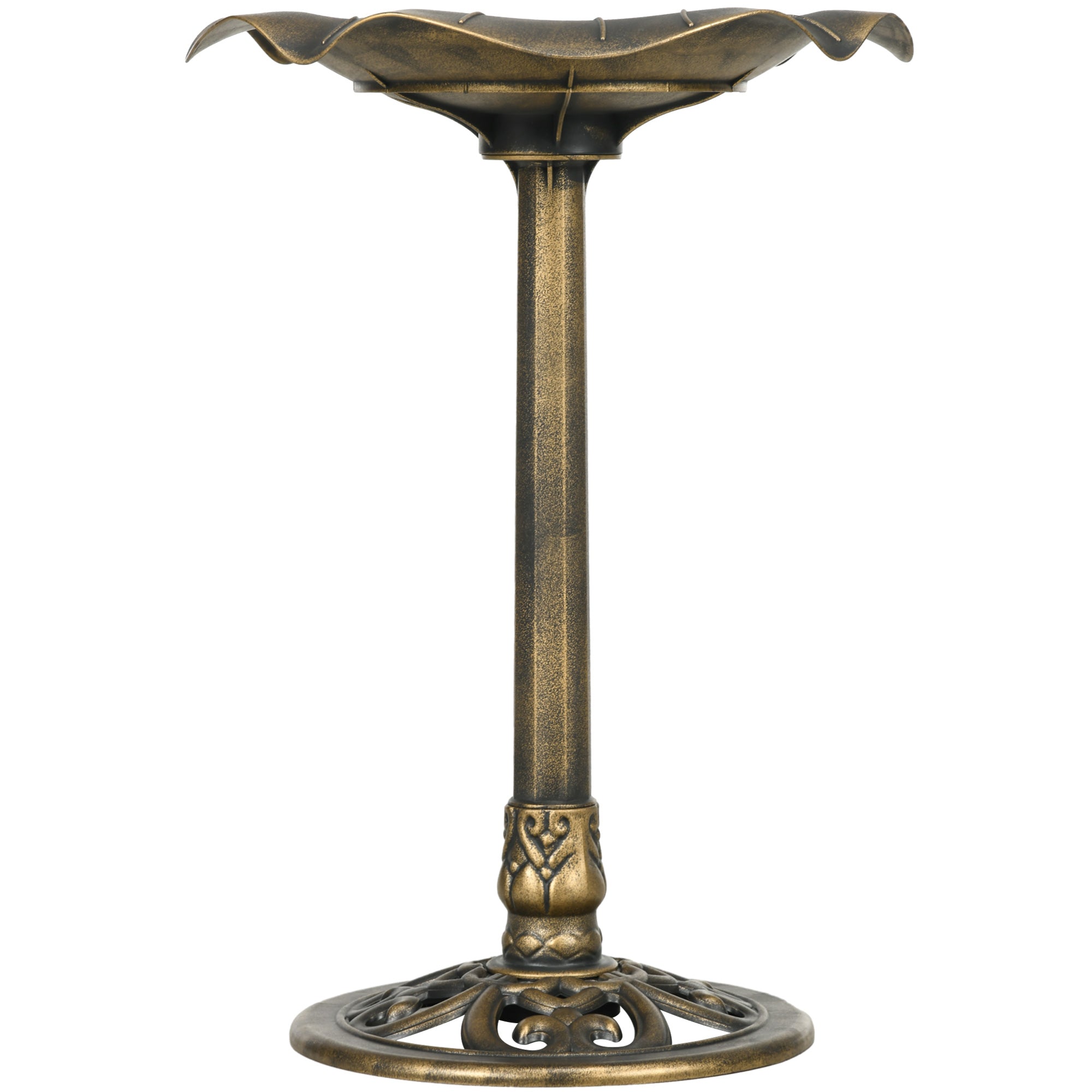 Outsunny Bird Bath for Outdoors, 28" Height Birdbath with Lotus Leaf Basin, Bird Feeder with Stand for Garden, Yard, Bronze 