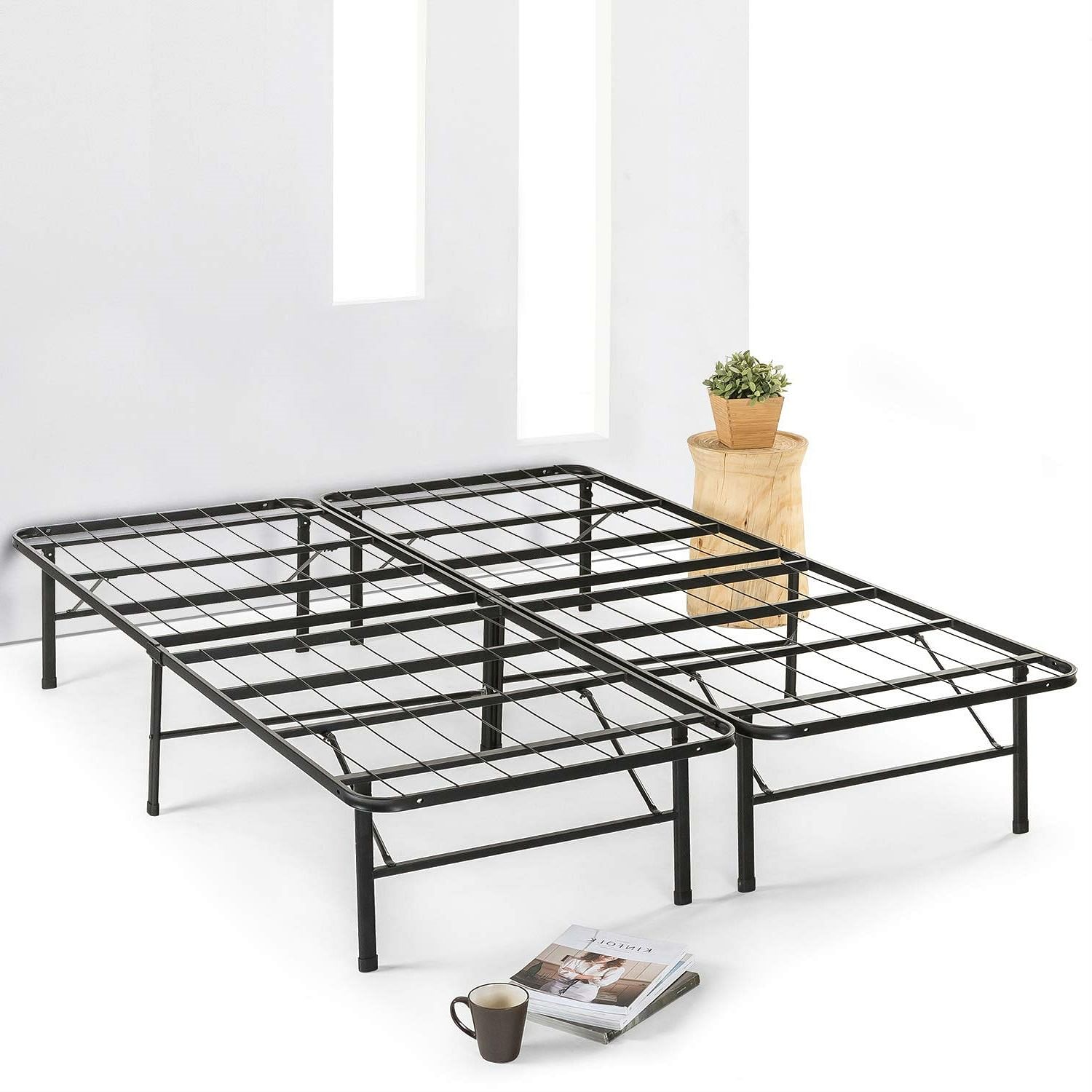 King size Folding Sturdy Metal Platform Bed Frame with Storage Space - Free Shipping