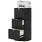 Lockable Filing Cabinet with 3 Fluted Drawers, File Cabinet with Adjustable Hanging Rails for A4 Letter Files, Black