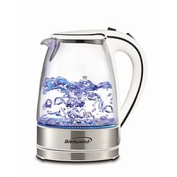 Brentwood 1.7L Tempered Glass Tea Kettle in White - Free Shipping 
