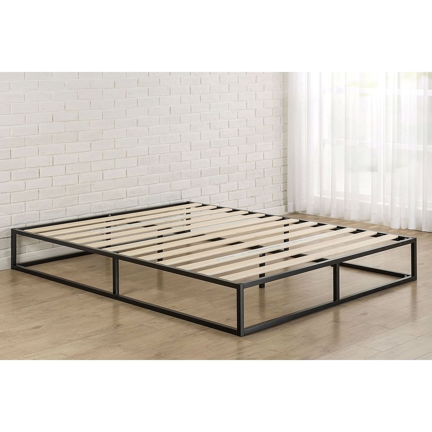 King size Modern 10-inch Low Profile Metal Platform Bed Frame with Wood Slats - Free Shipping