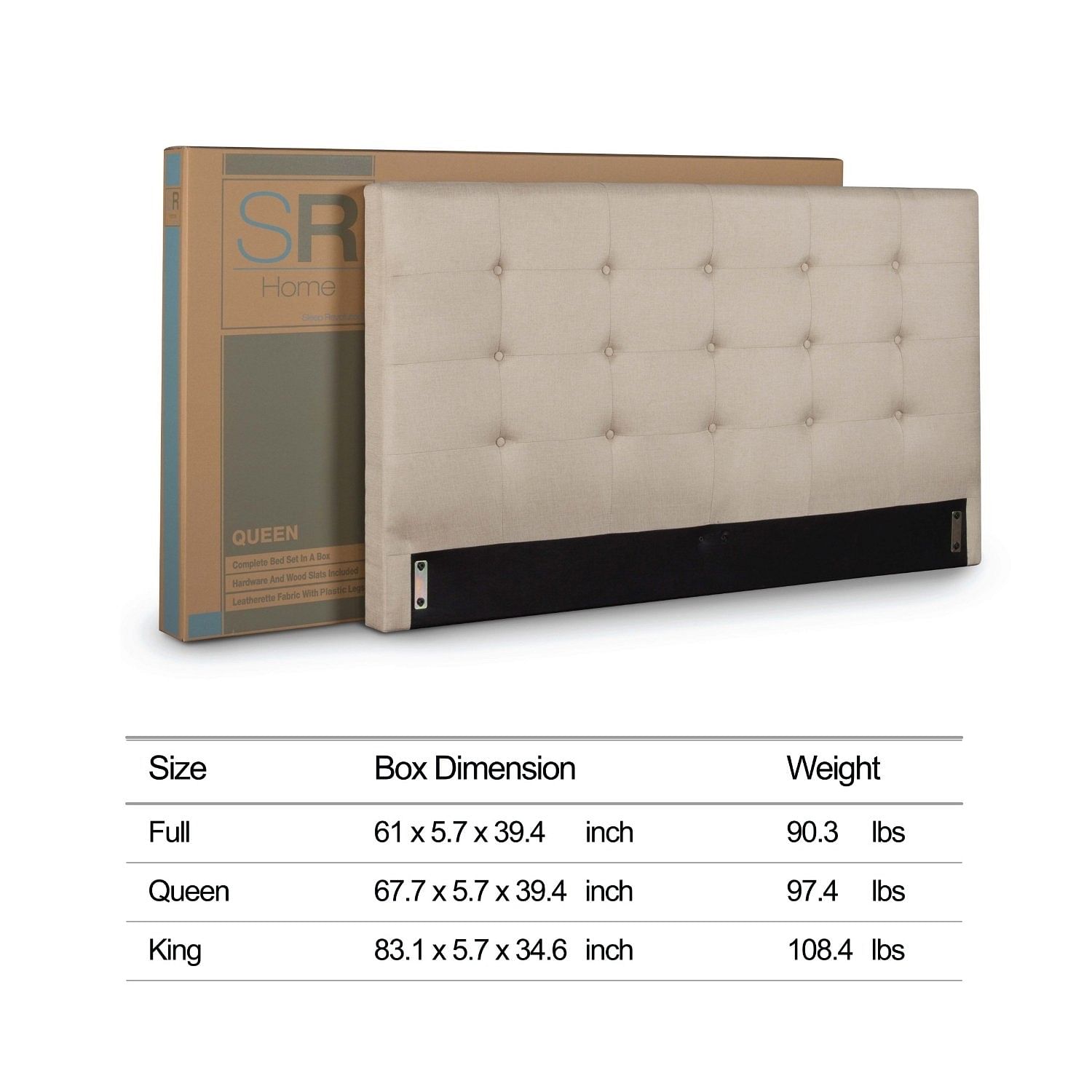 King size Upholstered Platform Bed Frame with Button Tufted Headboard in Taupe - Free Shipping