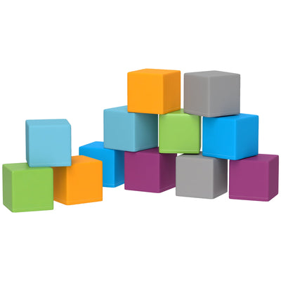Soozier 12 Piece Soft Play Blocks Soft Foam Toy Building And Stacking Blocks - Multicolours 