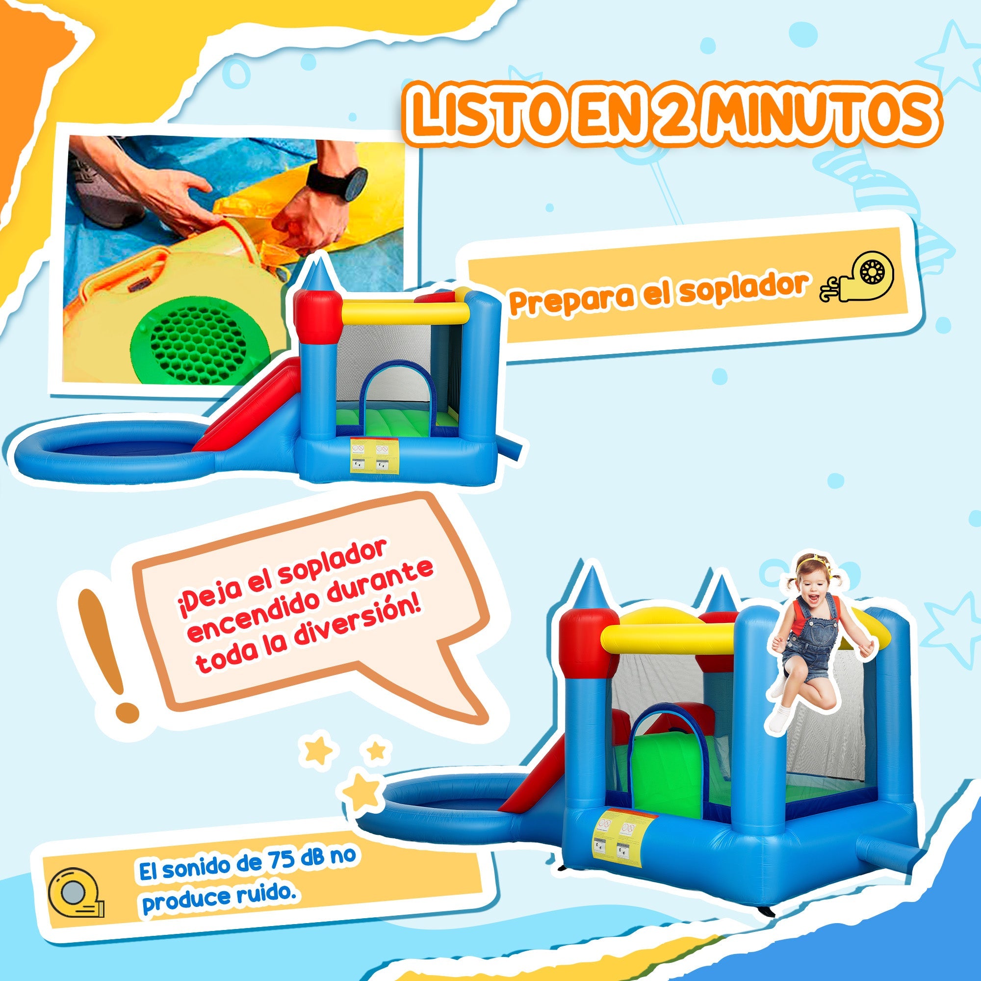 Qaba 4 in 1 Inflatable Bounce House with Slide, Basketball Hoop, Ball Pit, Blower, Storage Bag, 163" x 81" x 75" 