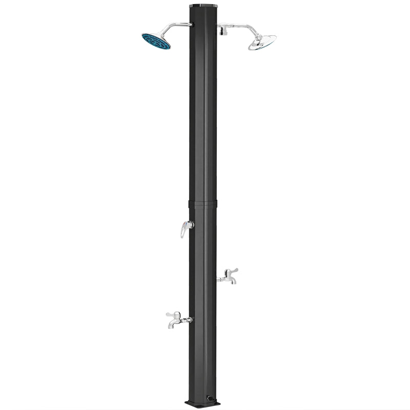 9.2 Gallon Slolar Heated Outdoor Shower, 7.1ft with 2 Free-Rotating Shower Heads & Foot Showers for Poolside Beach Spa