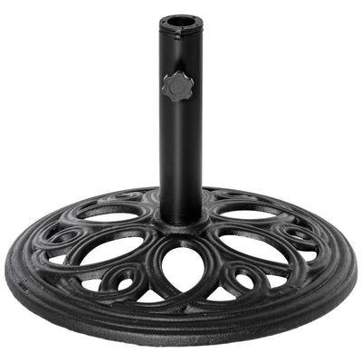 Outsunny Round Cast Iron Patio Umbrella Base: Outdoor Stand Holder for Φ38/48mm Poles, Black 