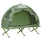 Outsunny Pop Up Camping Cot Tent Combo Set Portable Folding Outdoor Elevated Bed Dark Green