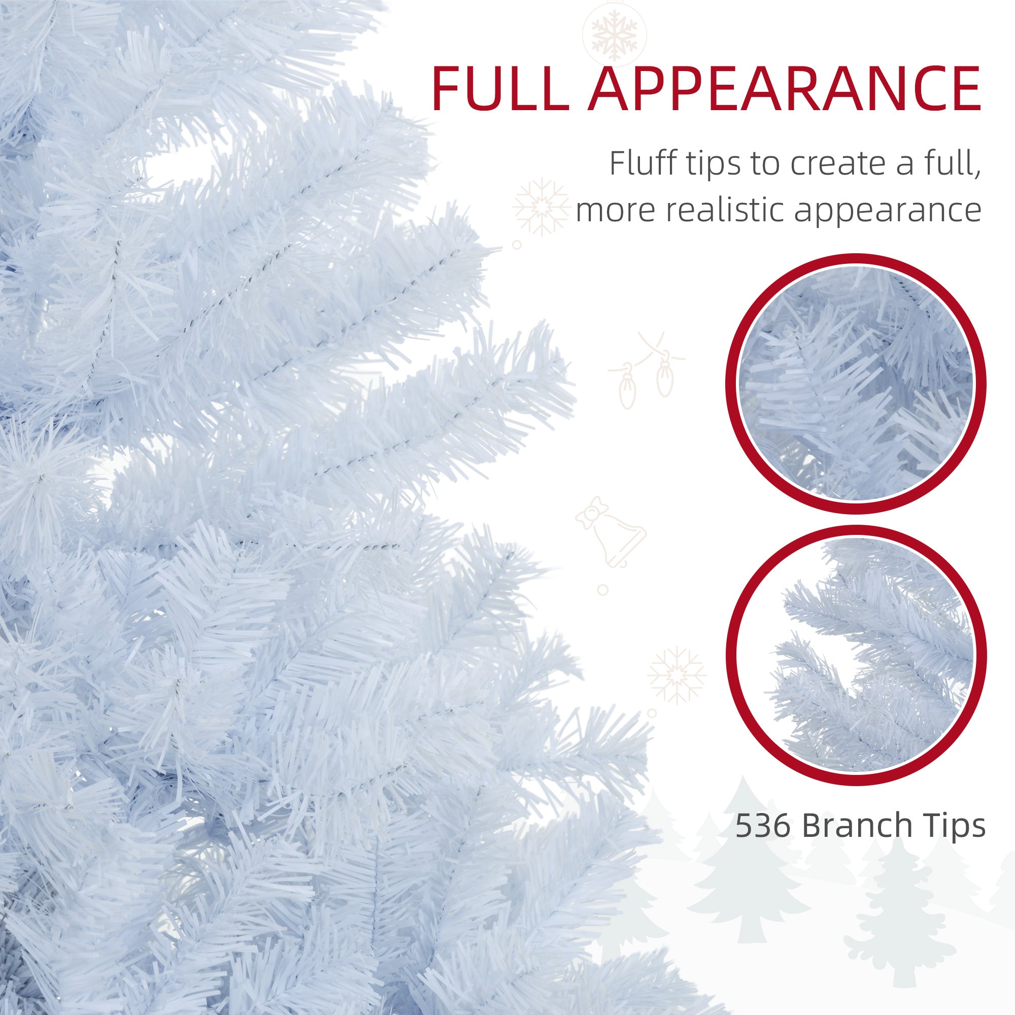 HOMCOM 5ft White Christmas Tree Artificial Christmas Tree with 536 Branch Tips and Metal Stand 