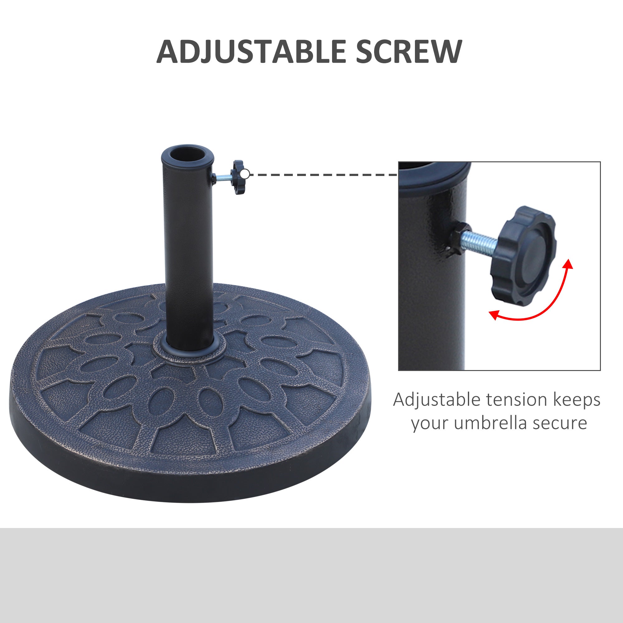 Outsunny Patio Umbrella Stand Round Resin Base Market Garden Parasol Holder Bronze 