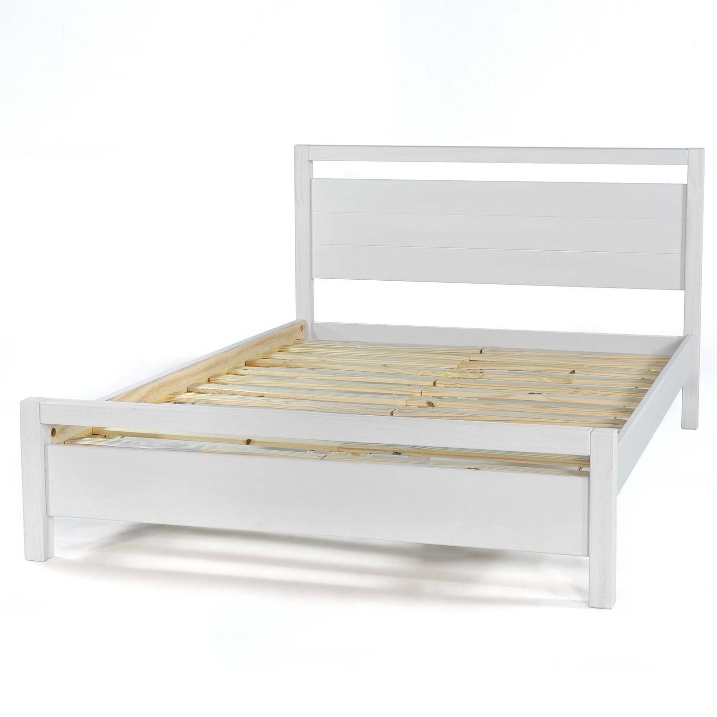 King Size FarmHouse Traditional Rustic White Platform Bed - Free Shipping