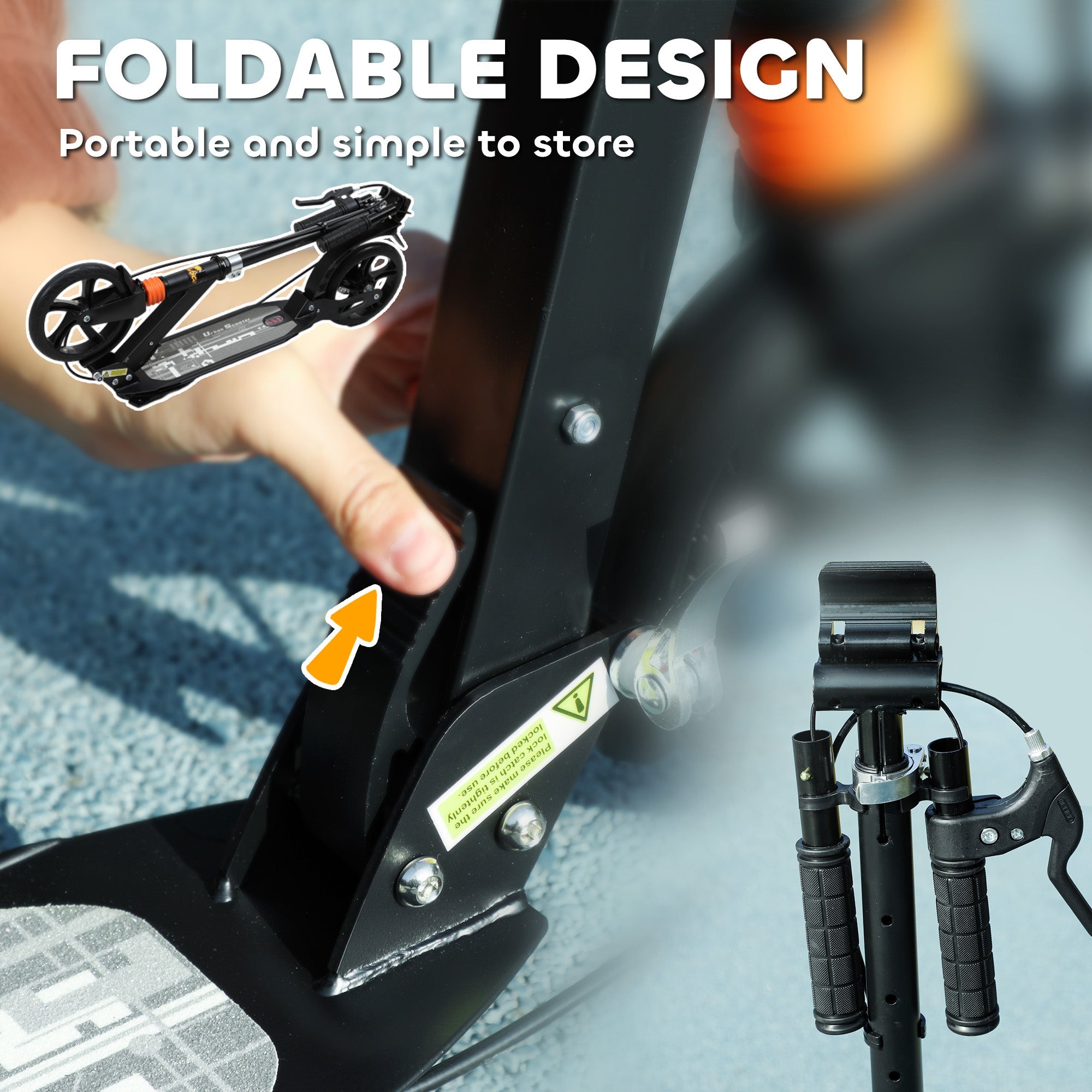 Qaba Foldable Kids Scooter with 4 Adjustable Height, Double Brake, Shock Absorption for Ages 6-12, Black 