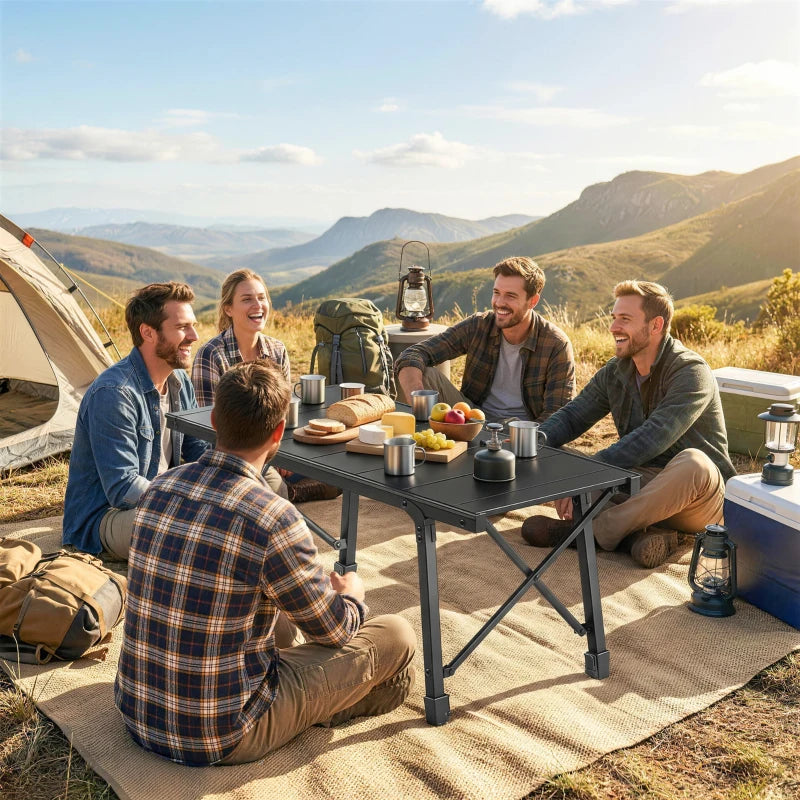 Folding Picnic Table Heavy Duty Camping Table with Removable Plates Non-slip Feet for Outdoor BBQ
