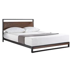 King size Metal Wood Platform Bed Frame with Headboard - Free Shipping