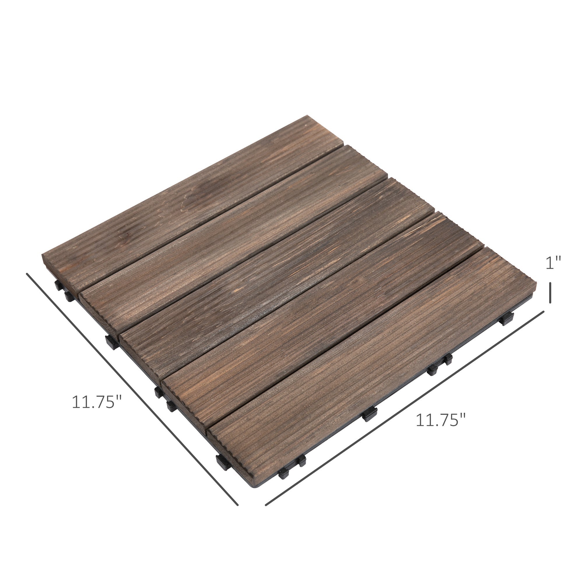 Outsunny Durable Interlocking 27 Pcs Wood Floor Deck Tiles Outdoor Space Enhancer Black 