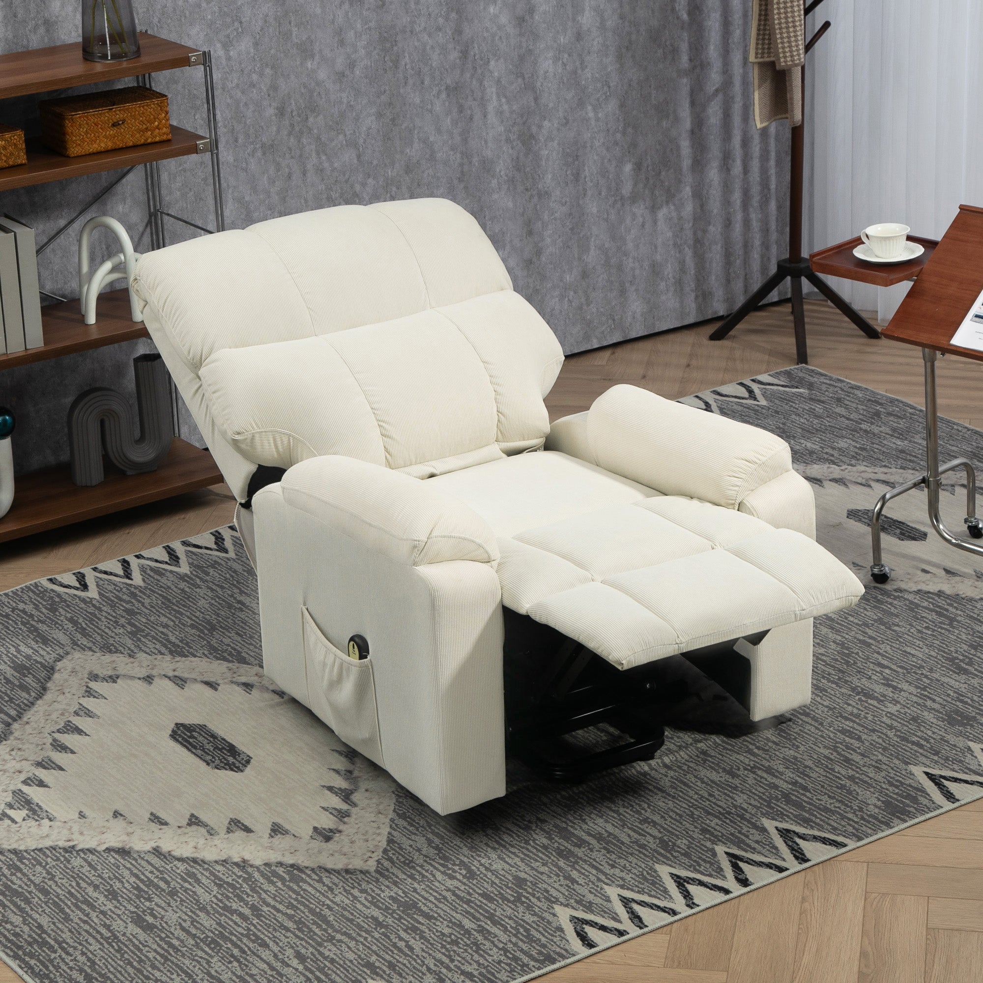 HOMCOM Lift Chair for Seniors, Microfibre Upholstered Power Recliner Chair with Remote, Quick Assembly, Cream White 