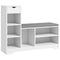 Upholstered Shoe Storage Bench w/ Seat, Entrance Bench w/ Drawer and 6 Open Shelves for Hallway, White