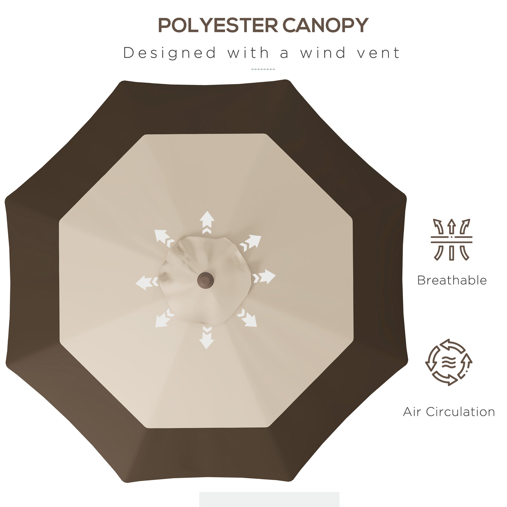 Outsunny Patio Market Umbrella: 9x9ft Outdoor Table Parasol with Tilt Crank Canopy, Deep Brown 