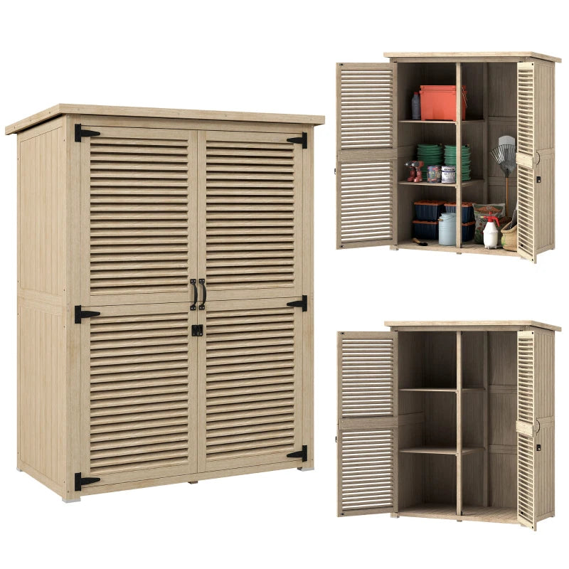 50" x 26" x 66" Wooden Garden Shed, Outdoor Storage Shed with Waterproof Asphalt Roof, Shelves, Natural