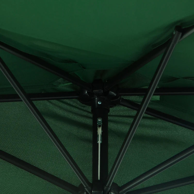 9.8ft Half Umbrella Semi Round Patio Parasol with Crank Handle, Top Vent for Garden, Balcony- NO BASE INCLUDED, Green