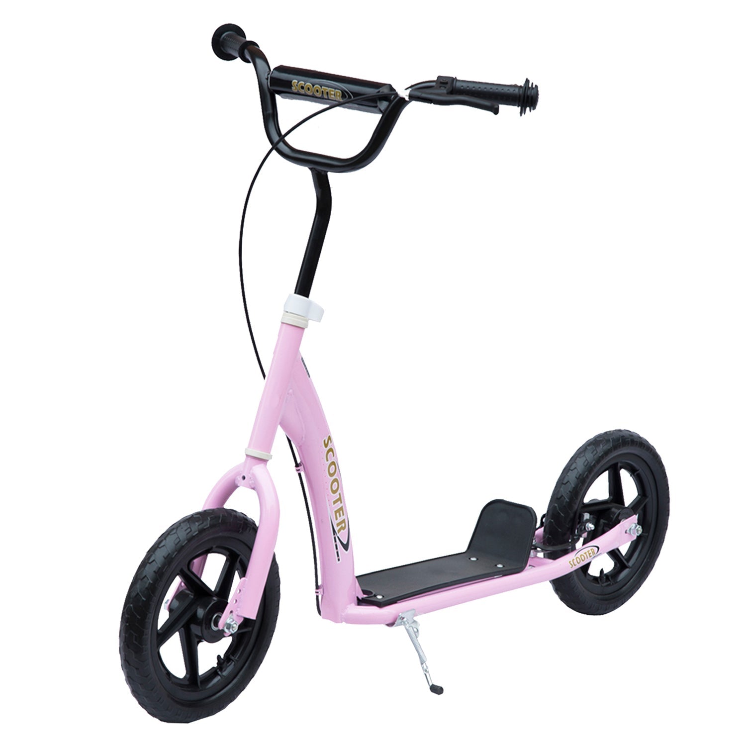 HOMCOM Kids Pro Stunt Scooter: Adjustable, 12" Tire, Street Design, Pink 