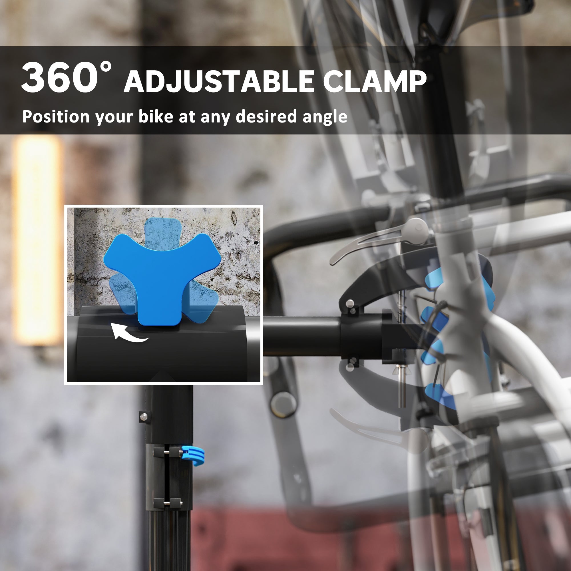 HOMCOM Bicycle Repair Stand, Wall Mount Bicycle Maintenance Rack Workstand with Adjustable Clamp for Road Mountain Bikes 