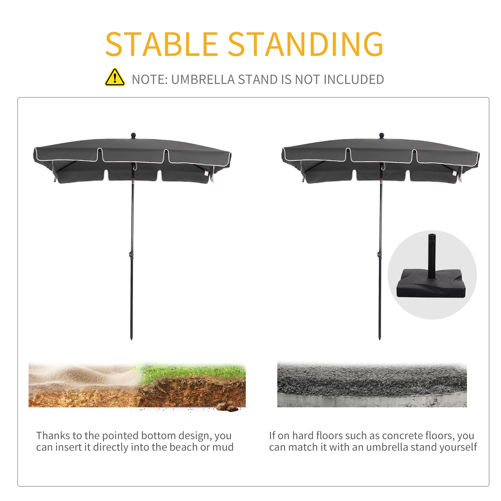 Outsunny 7x4ft Rectangle Patio Umbrella: Aluminum Tilt UV Protection Sun Shade for Outdoor, Grey 