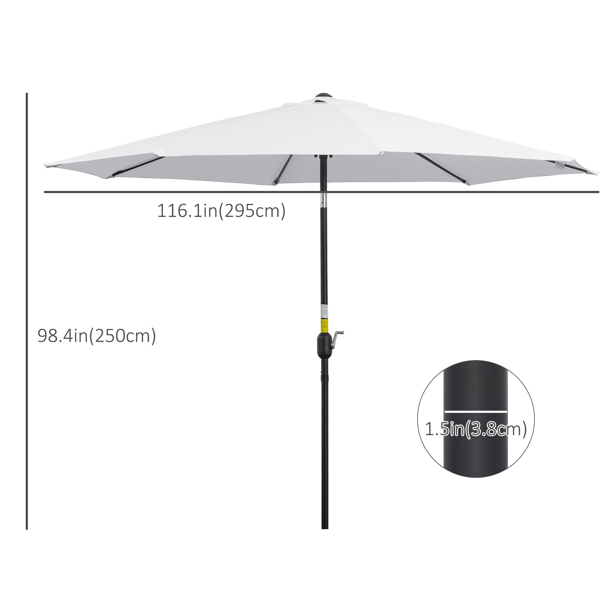 Outsunny Adjustable Patio Sunshade: 10ft Round Parasol with Crank and Tilt for Outdoor Garden Pool, White 