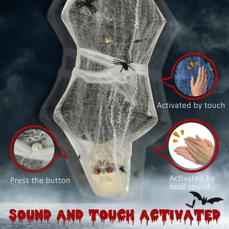 HOMCOM 62” Life-Size Outdoor Halloween Crawling Zombie – Animated Prop with Sound, Motion Activation & Light-Up Eyes 