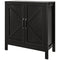 HOMCOM Sideboard Buffet Kitchen Pantry Cabinet Barn Door Adjustable Shelves Storage Pantry Black Oak