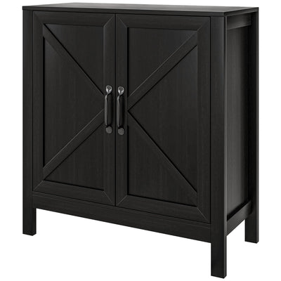 HOMCOM Sideboard Buffet Kitchen Pantry Cabinet Barn Door Adjustable Shelves Storage Pantry Black Oak 