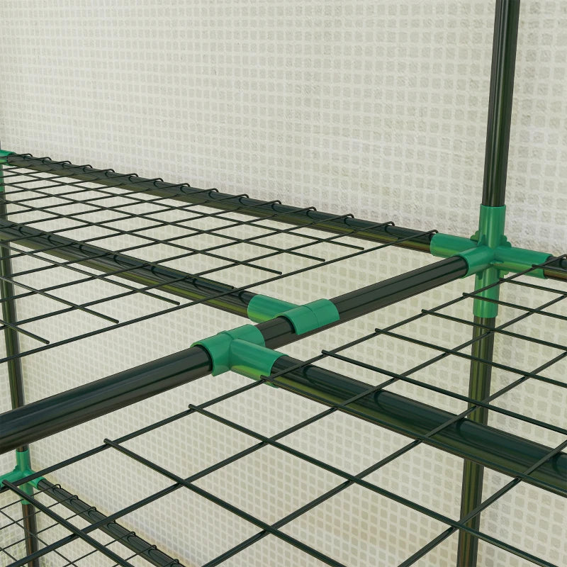 Portable Mini Greenhouse Green House with 3 Tier Shelves, Reinforced PE Cover, Roll-up Doors, 56.3"x18.1"x59.4", White