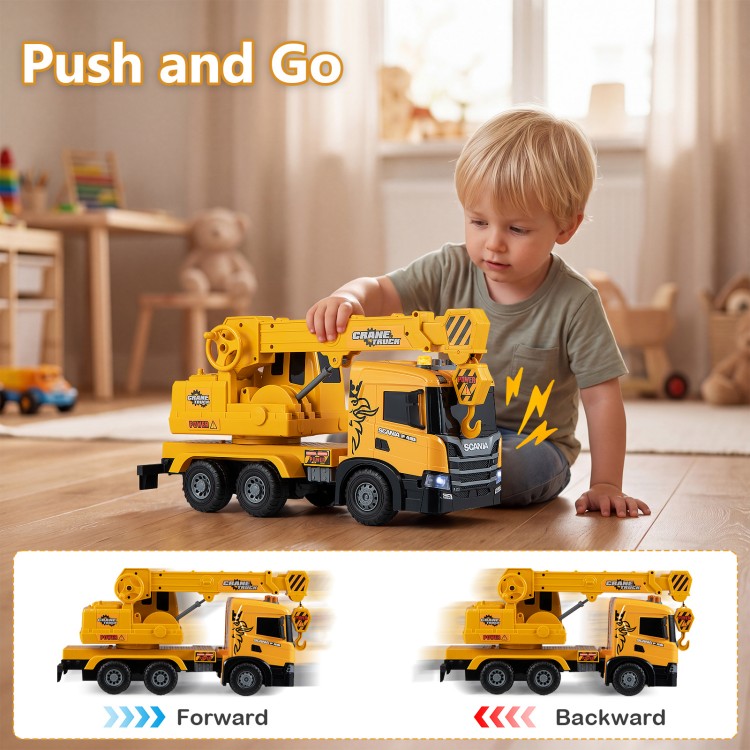 Kids Crane Truck Toy with Sounds & Telescopic Arm – Licensed Scania