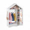 Kids Dress Up Storage with Mirror Roofed Wardrobe Closet with Open Hanging Rack-White