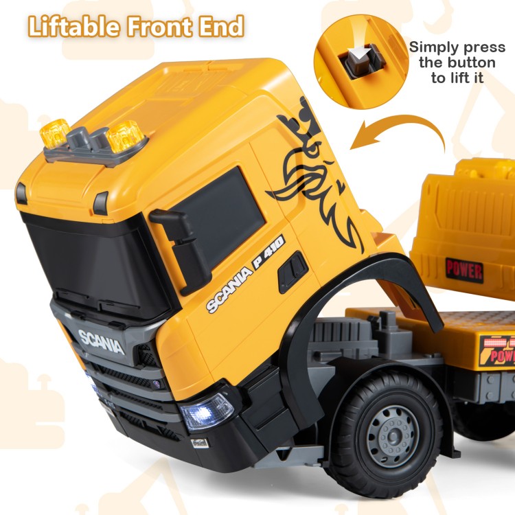 Kids Excavator Truck Toy with Adjustable Arm & Rotating Cab – Licensed Scania