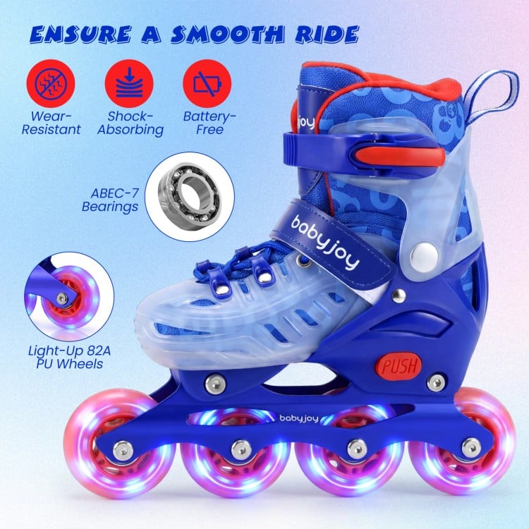 Kids Inline Skates with Light Up Wheels for Beginners Ages 9-14-Pink and Blue