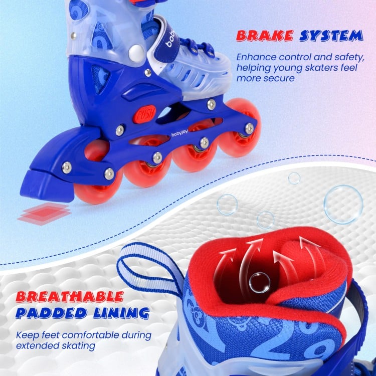 Kids Inline Skates with Light Up Wheels for Beginners Ages 9-14-Pink and Blue