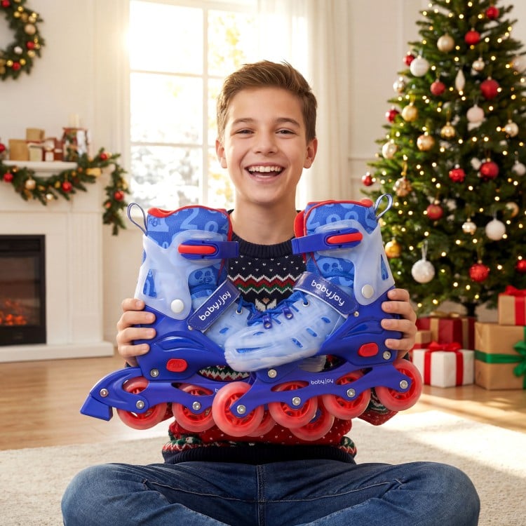 Kids Inline Skates with Light Up Wheels for Beginners Ages 9-14-Pink and Blue