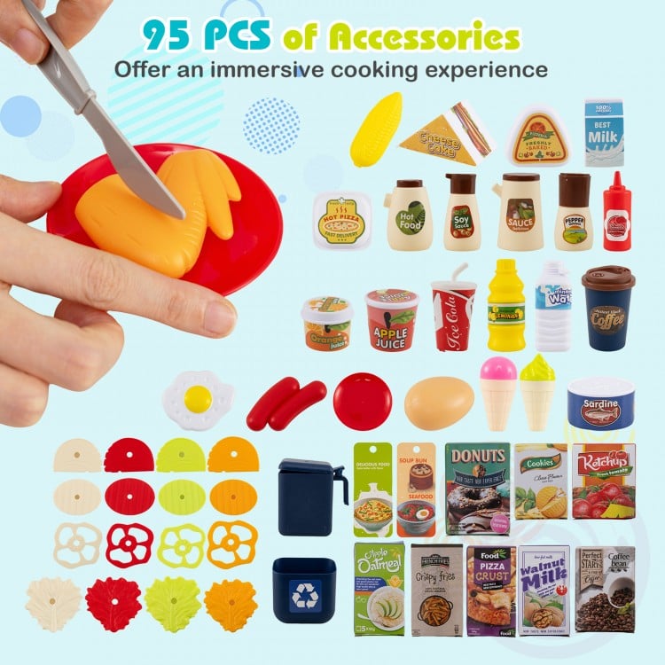 Kids Kitchen Playset Pretend Play Kitchen with Realistic Sounds and Lights
