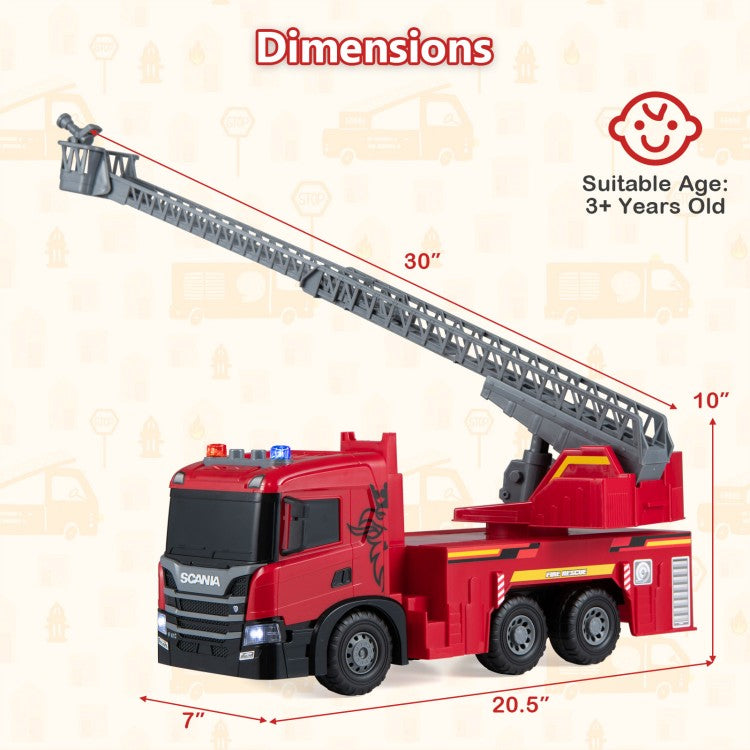Kids Large Fire Truck Toy with Extendable Ladder & Lights and Sounds – Licensed Scania