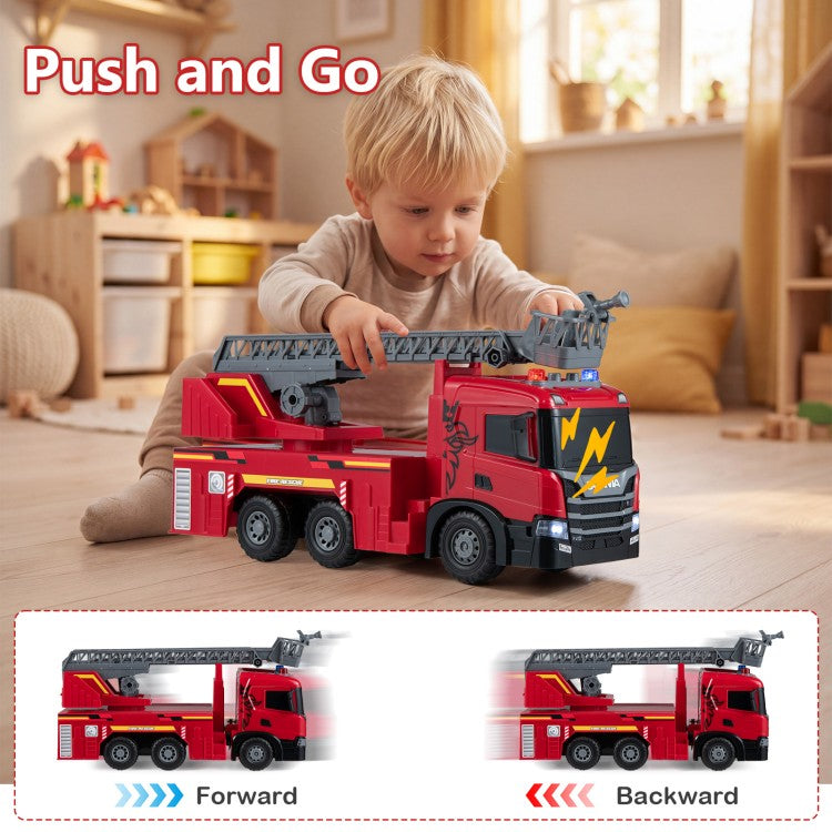 Kids Large Fire Truck Toy with Extendable Ladder & Lights and Sounds – Licensed Scania