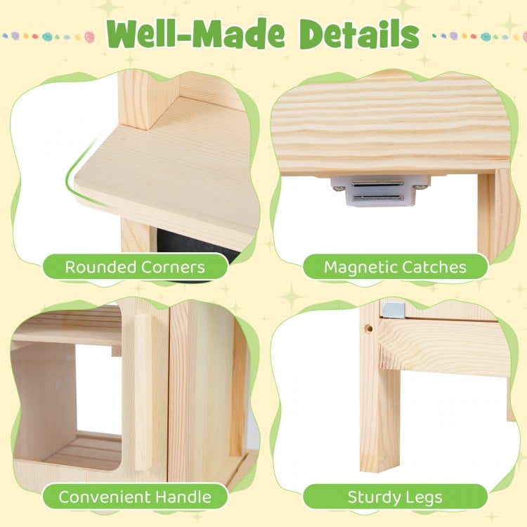 Kids Mud Kitchen Play Pretend Kitchen with Chalkboard for Kids Aged 3+