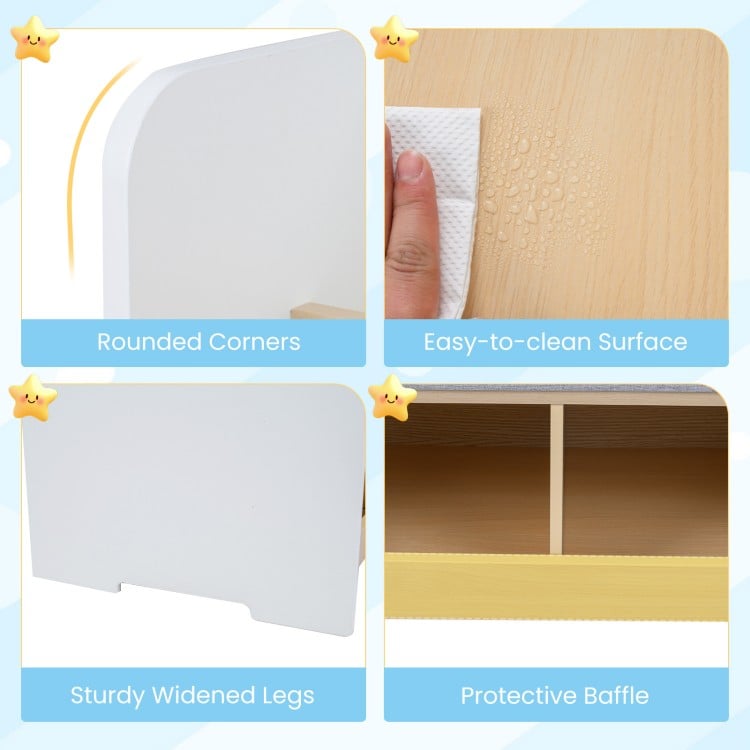 Kids Reading Nook with Bench Bookshelf and 2 Cubbies-White