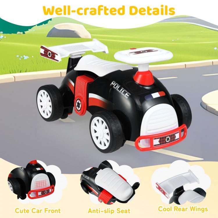Kids Ride On Car Sliding Toy with Music and Under-Seat Storage-Black & Red