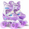 Kids Roller Skates 4 Sizes Adjustable with Light-up Wheels for Toddler Aged 5-7 (S)-Purple