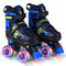 Kids Roller Skates for Girls Boys 4 Sizes Adjustable Quad Skates with Light-up Wheels-Navy