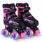 Kids Roller Skates for Girls Boys 4 Sizes Adjustable Quad Skates with Light-up Wheels-Pink