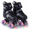 Kids Roller Skates for Girls Boys 4 Sizes Adjustable Quad Skates with Light-up Wheels for Outdoor-Black