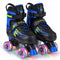 Kids Roller Skates for Girls Boys 4 Sizes Adjustable Quad Skates with Light-up Wheels for Outdoor-Navy