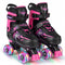 Kids Roller Skates for Girls Boys 4 Sizes Adjustable Quad Skates with Light-up Wheels for Outdoor-Pink